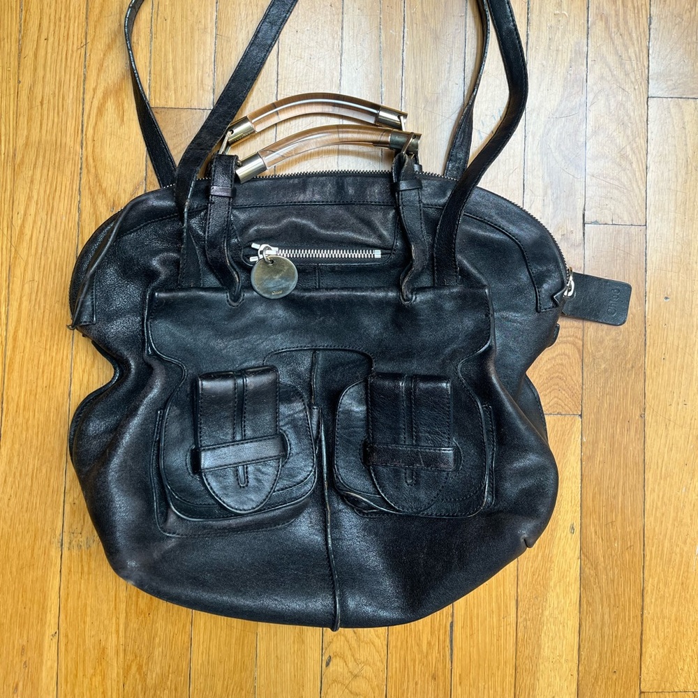 Chloe Black Leather Tote Hobo Purse